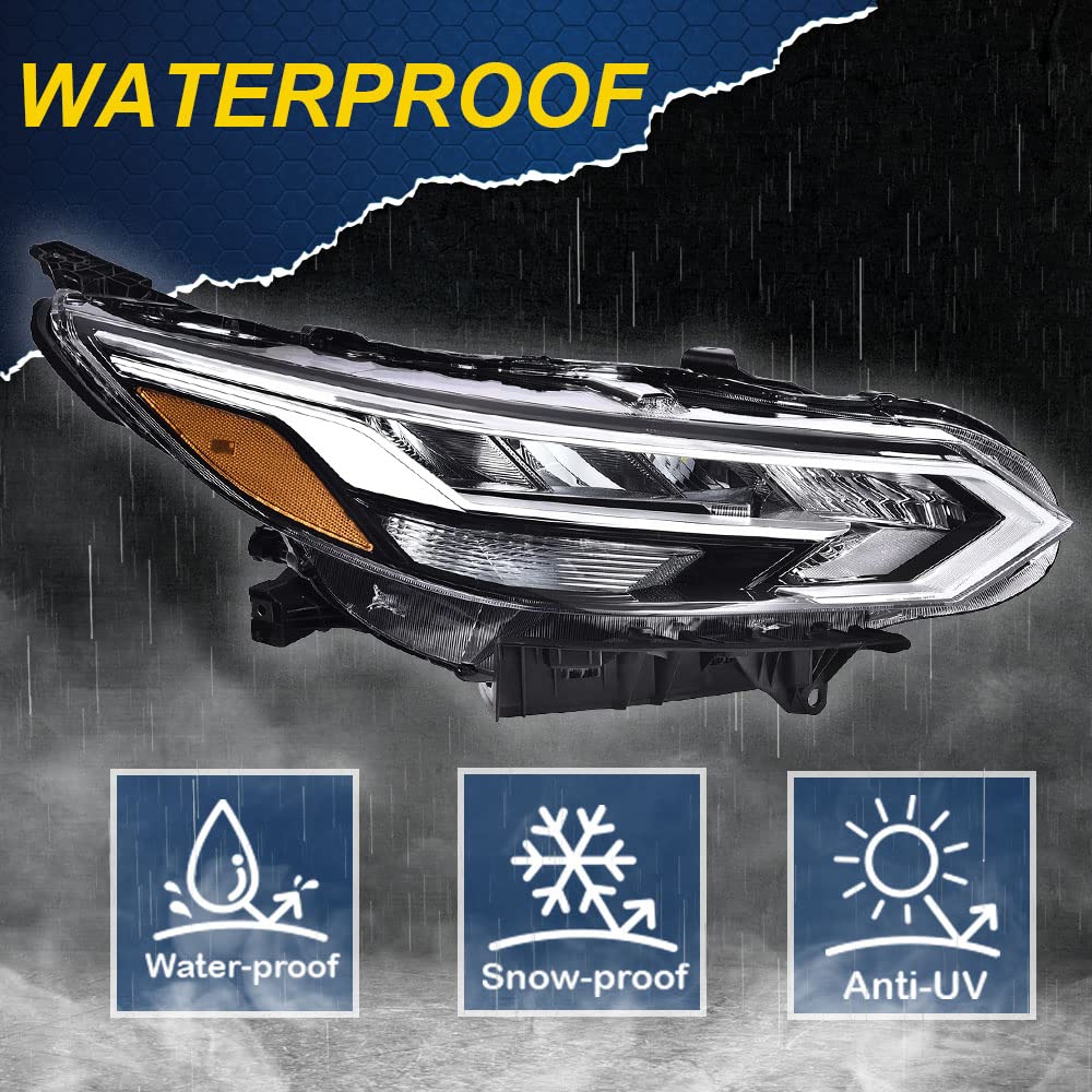 G-PLUS Headlights Assembly, Compatible with 2020-2021 Nissan Sentra Right Bumper Headlamp, Clear Lens Black Housing Amber ReflectorBumper Headlamps