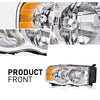 G-PLUS Headlights Assembly Compatible with Dodge Ram 1500 2500 3500 2002 2003 2004 2005 Headlamps Assembly, Clear Lens Chrome Housing Amber Reflector, faros delanteros