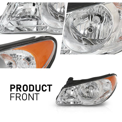 G-PLUS Headlights Assembly w/o Bulb Compatible with Elantra 2007-2010 Left Side Headlamp, Clear Lens Chrome Housing Amber Reflector, HY2502138, HY2503138, 921012H050, faros delanteros
