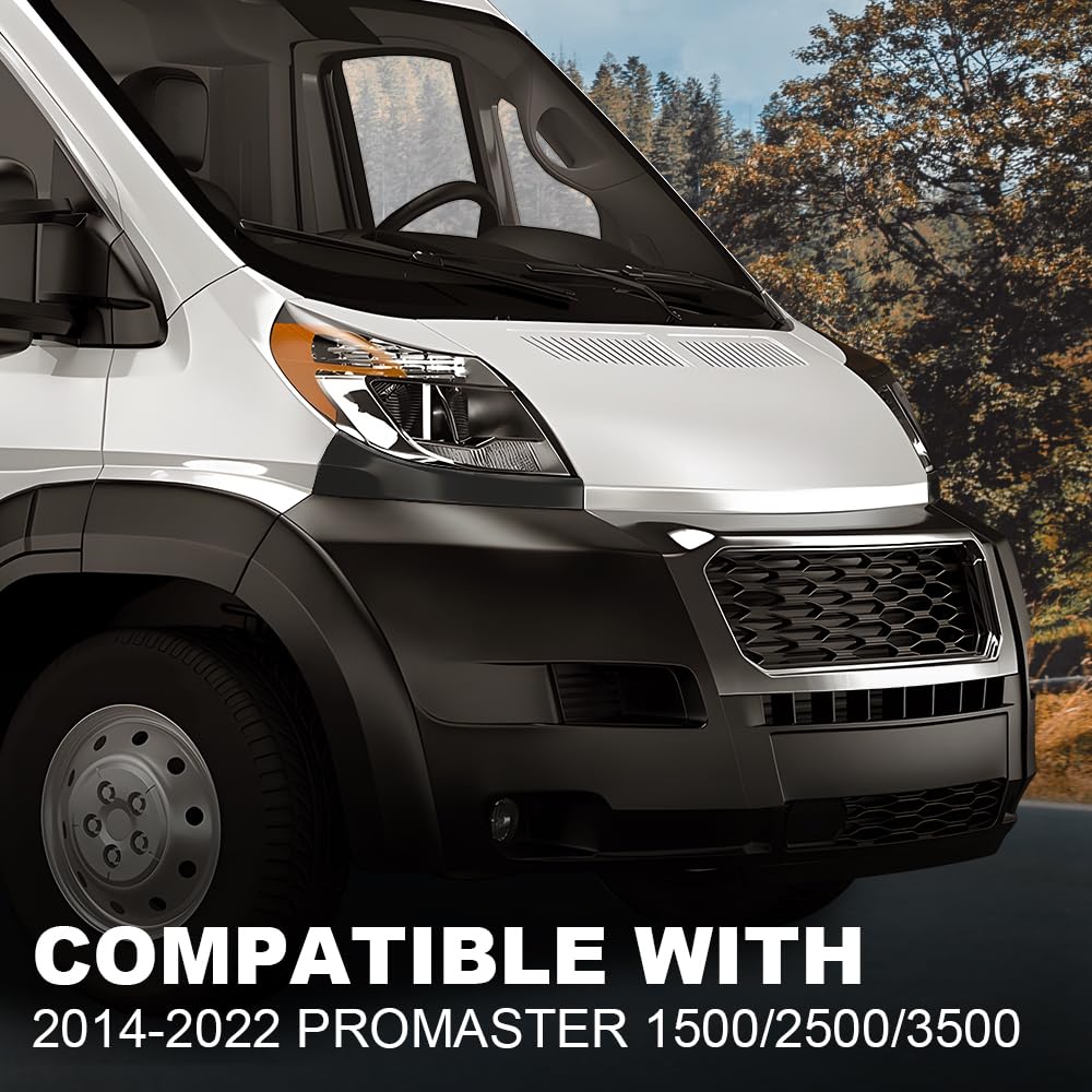G-PLUS Headlight Fillers Driving Head Light Lamp Molding Set Compatible with Ram ProMaster 1500/2500 /3500 Base 2014-2022 1ZT59ZZZAA 1ZT60ZZZAA CH1089103 CH1088103
