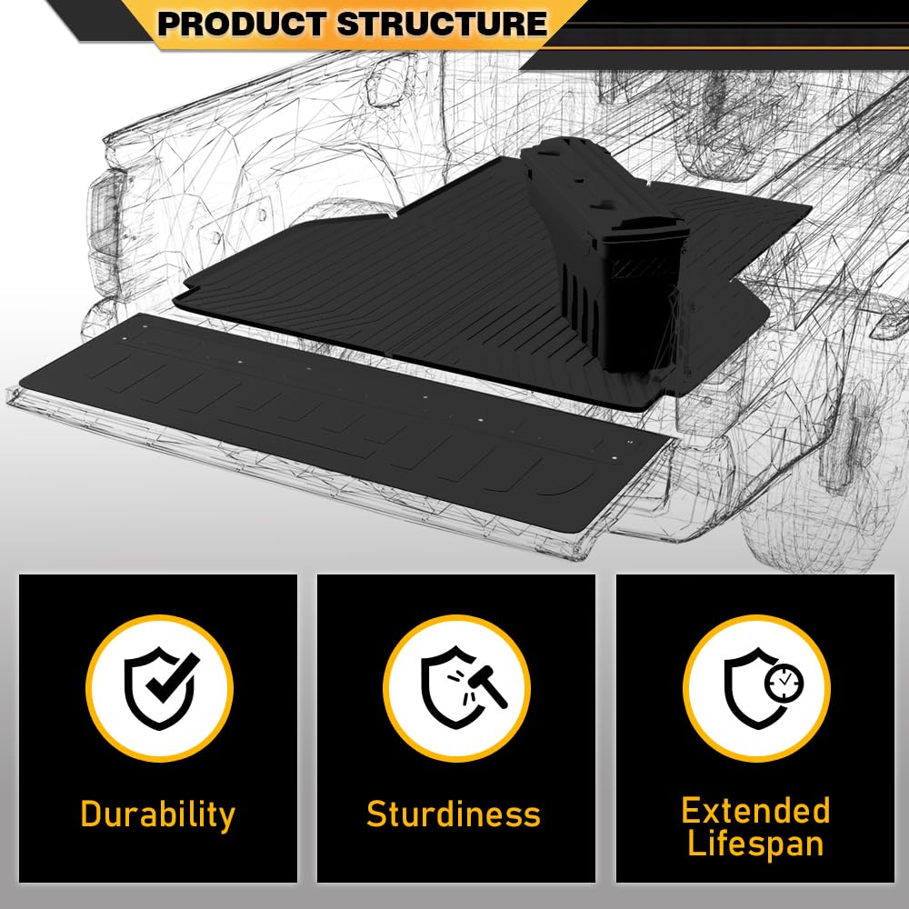 TPE Trunk Bed Mat Cargo Liner, Compatible with Honda Ridgeline 2017-2024 with 5.3FT Bed, Vehicle Interior Accessories, All Weather Full Cover Protection
