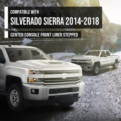G-PLUS Center Console Front Rubber Liner Stepped Compatible with Chevy Silverado GMC Sierra 2014 2015 2016 2017 2018 2019 22781201 Black