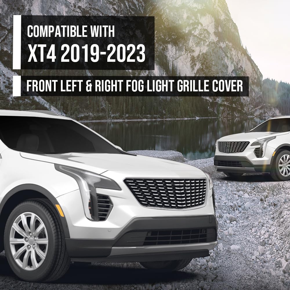 G-PLUS Bumper Cover Grilles Pair Compatible with Cadillac XT4 2019 2020 2021 2022 2023 2024 GM1038293, 191275994511 Glossy Black