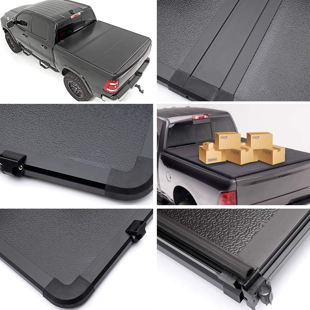 G-PLUS Bed Hard Tri-Fold Tonneau Cover 6.6ft Compatible with 2007-2014 Chevy Silverado/GMC Sierra
