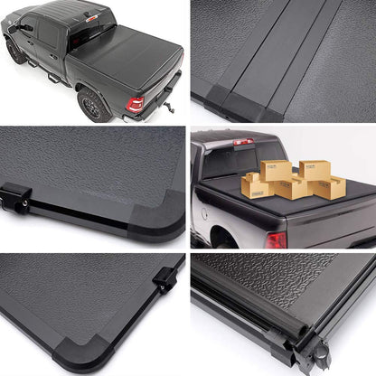 G-PLUS Bed Hard Tri-Fold Tonneau Cover 6.6ft Compatible with 2007-2014 Chevy Silverado/GMC Sierra