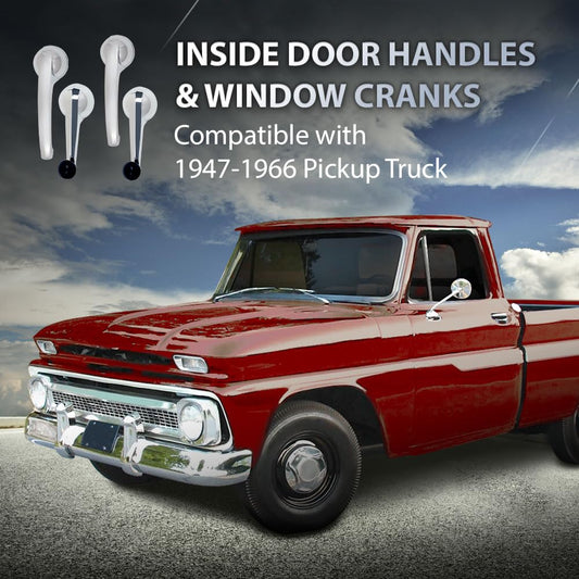 G-PLUS Inside Door Handles and Window Cranks Set Compatible with Chevy & GMC Truck 1947-1966 Chrome