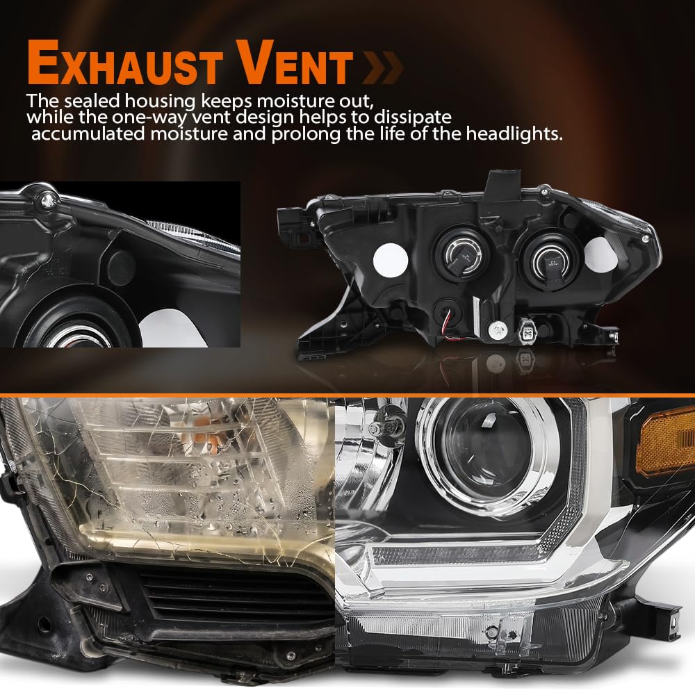 G-PLUS LED Headlight Assembly Right Side w/LED Daytime Running Compatible with Toyota Tacoma 2016-2023 81150-04270, TO2502244 OEM Fit Standard White