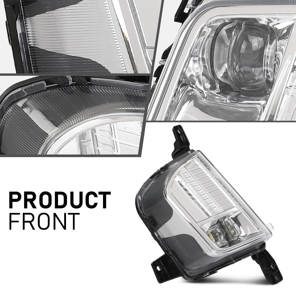 G-PLUS LED Fog Light Driving Lamp Right Side Clear Compatible with Ford Edge 2019-2024 PKT4B-15B242-AD, PKT4B15B242AD