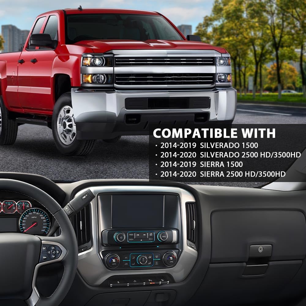 G-PLUS Dash Center Control Bezel Panel Compatible with Chevy Silverado 1500/ GMC Sierra 1500 2014-2019, Fit Chevy Silverado 2500HD 3500HD/ GMC Sierra 2500HD 3500HD 2014-2020 23136581