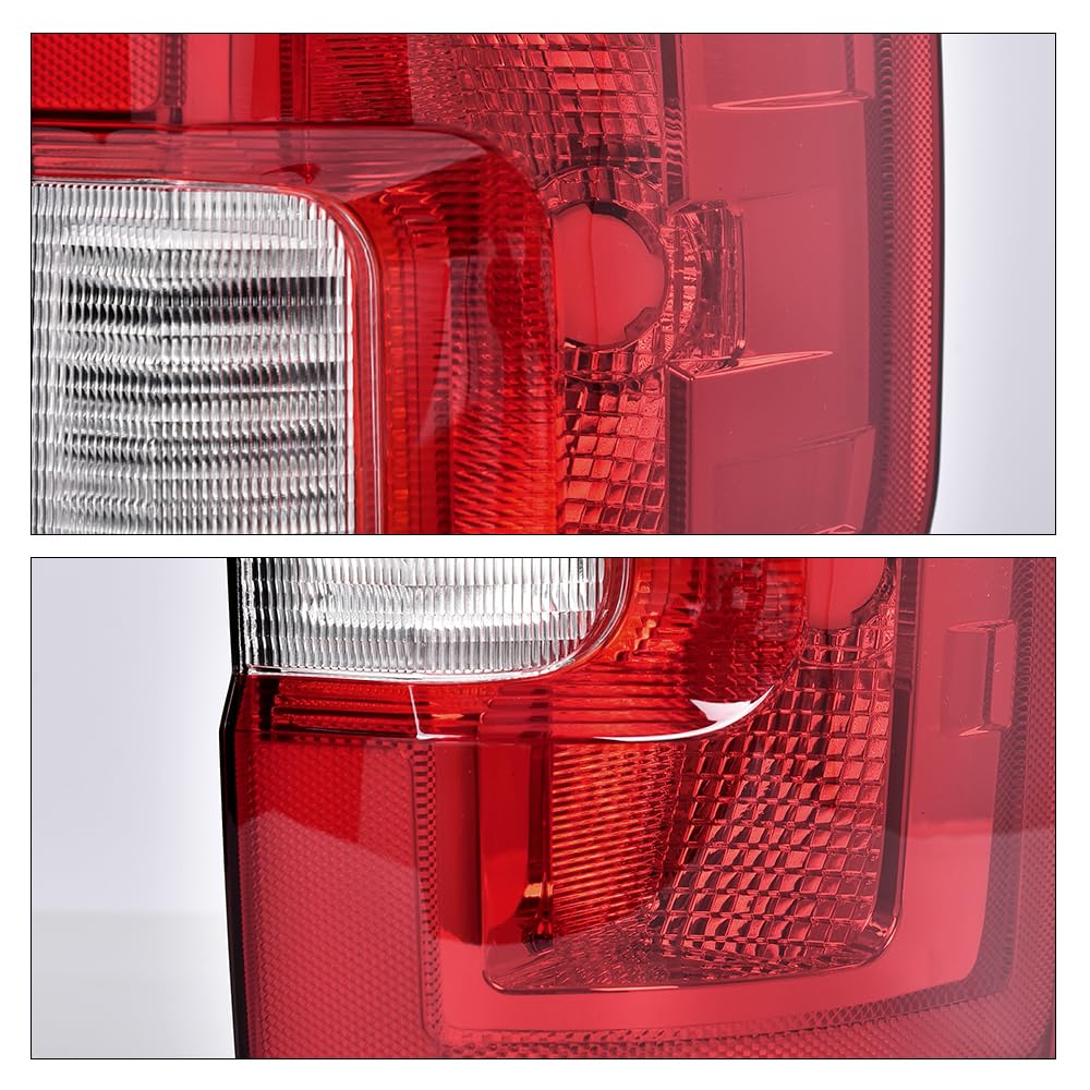 G-PLUS Tail Lights Assembly Compatible with Ford F250 F350 Super Duty 2017 2018 2019, Left & Right Rear Lamps Assembly, Red Lens Chrome Housing, FO2800256 HC3Z13405D