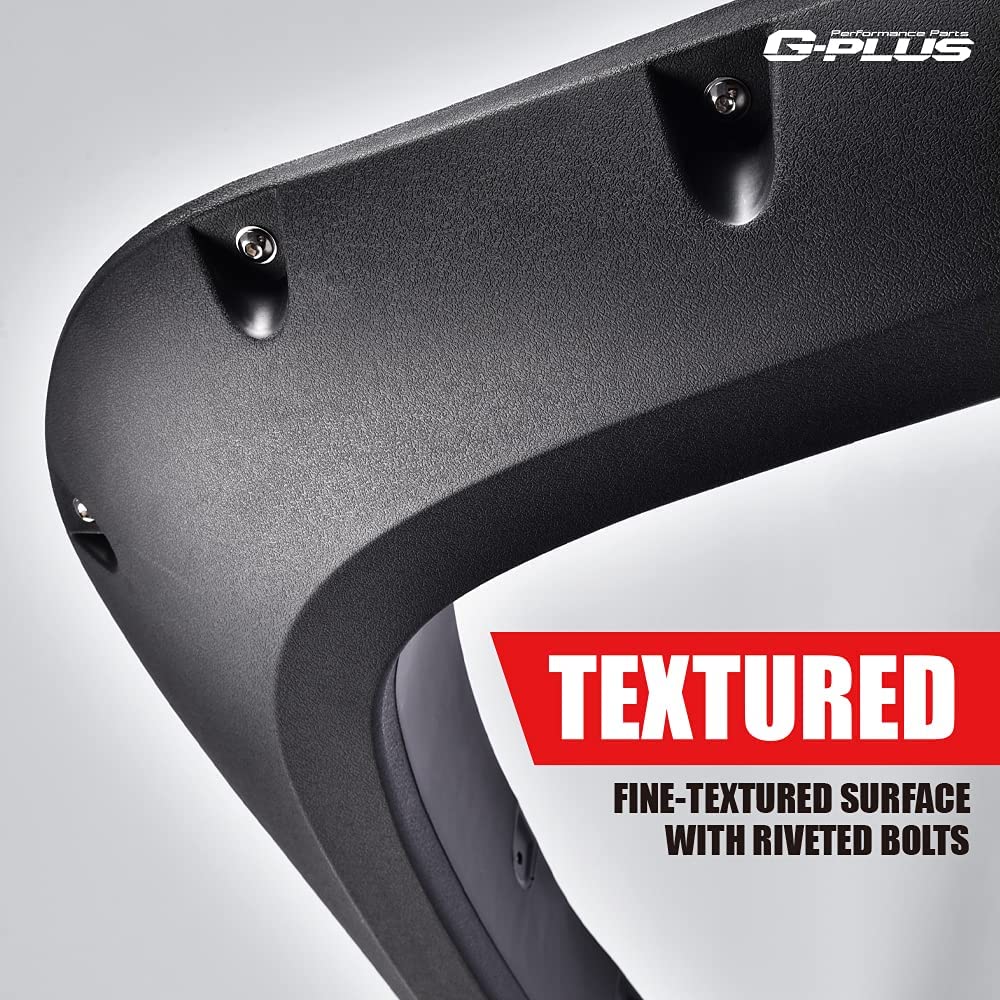 G-PLUS Pocket Riveted Fender Flares, Compatible with Nissan Titan 2004-2015 W/o Bedside Lockbox, Front & Rear Wheel Cover Protector Vent Trim Textured