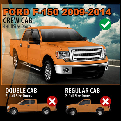 G-PLUS Out-Channel Mount Ventvisor Window Deflectors Compatible with Ford F150 SuperCrew Crew Cab 2009-2014 Fit Ford F150 SVT Raptor SuperCrew Cab 2010-2014 4 PCS Smoky