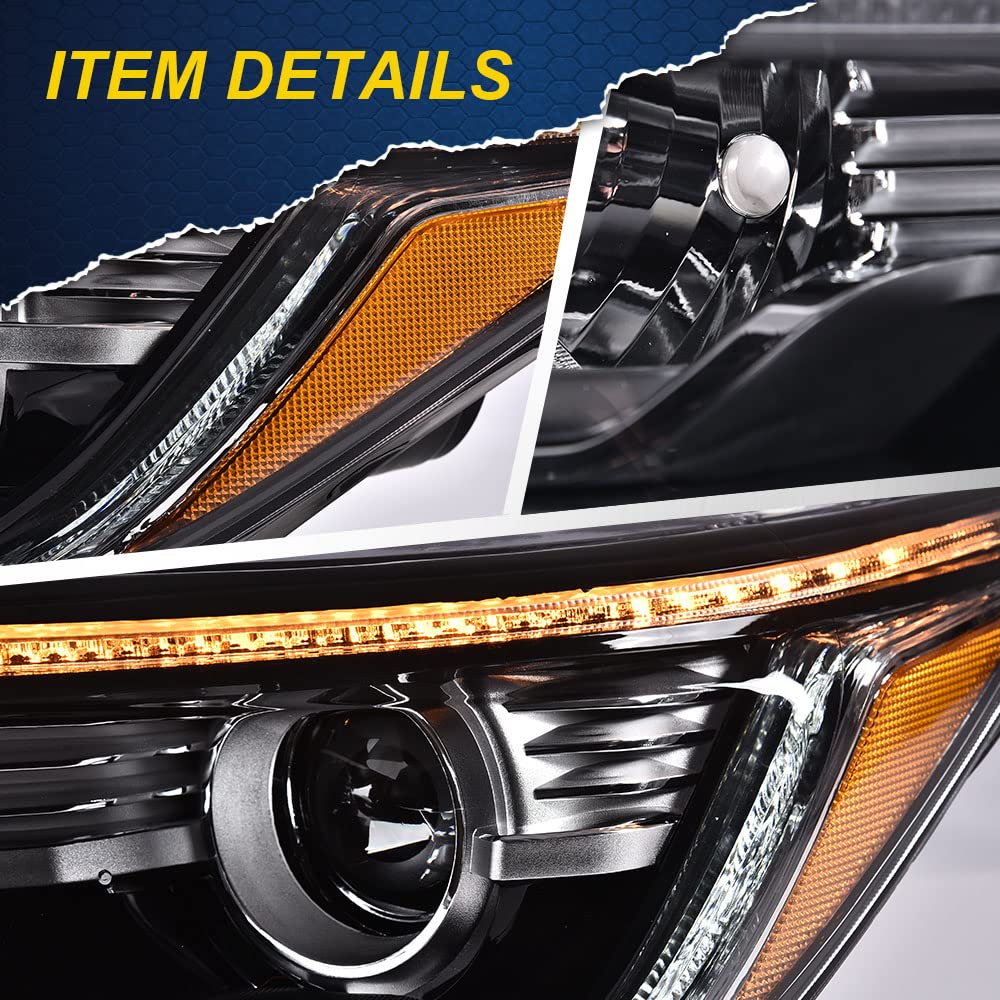 G-PLUS Headlights Assembly, Compatible with 2017 2018 2019 Honda CRV CR-V Right Bumper Headlamp, Clear Lens Black Housing Amber ReflectorBumper Headlamps,faros delanteros