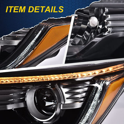G-PLUS Headlights Assembly, Compatible with 2017 2018 2019 Honda CRV CR-V Right Bumper Headlamp, Clear Lens Black Housing Amber ReflectorBumper Headlamps,faros delanteros