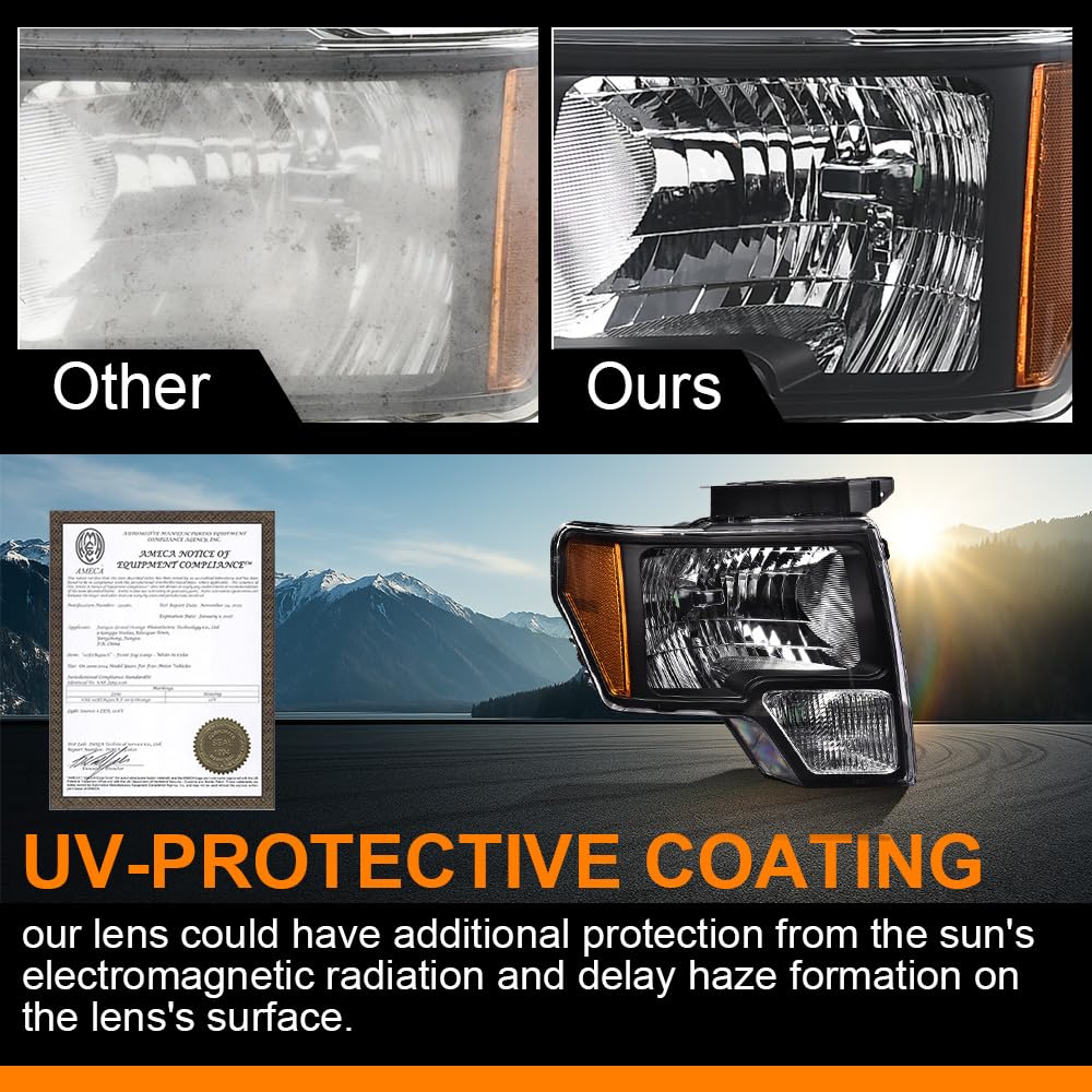 G-PLUS Headlights & Rear Tail Lights Assembly Compatible With Ford F150 2009-2014(Not Fit Flareside Models)
