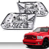G-PLUS Headlights Assembly Compatible with Dodge Ram 1500 2500 3500 2009-2012 (New Body), Only Fit Factory Quad, Clear Lens Chrome Housing Clear Reflector, faros delanteros