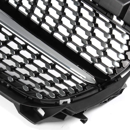 Compatible with W117 CLA Class CLA180 CLA200 CLA250 CLA260 CLA45 AMG 2014 2015 2016 Front Diamond Style Bumper Grille Upper Hood Grill Trim Shell Chrome Black