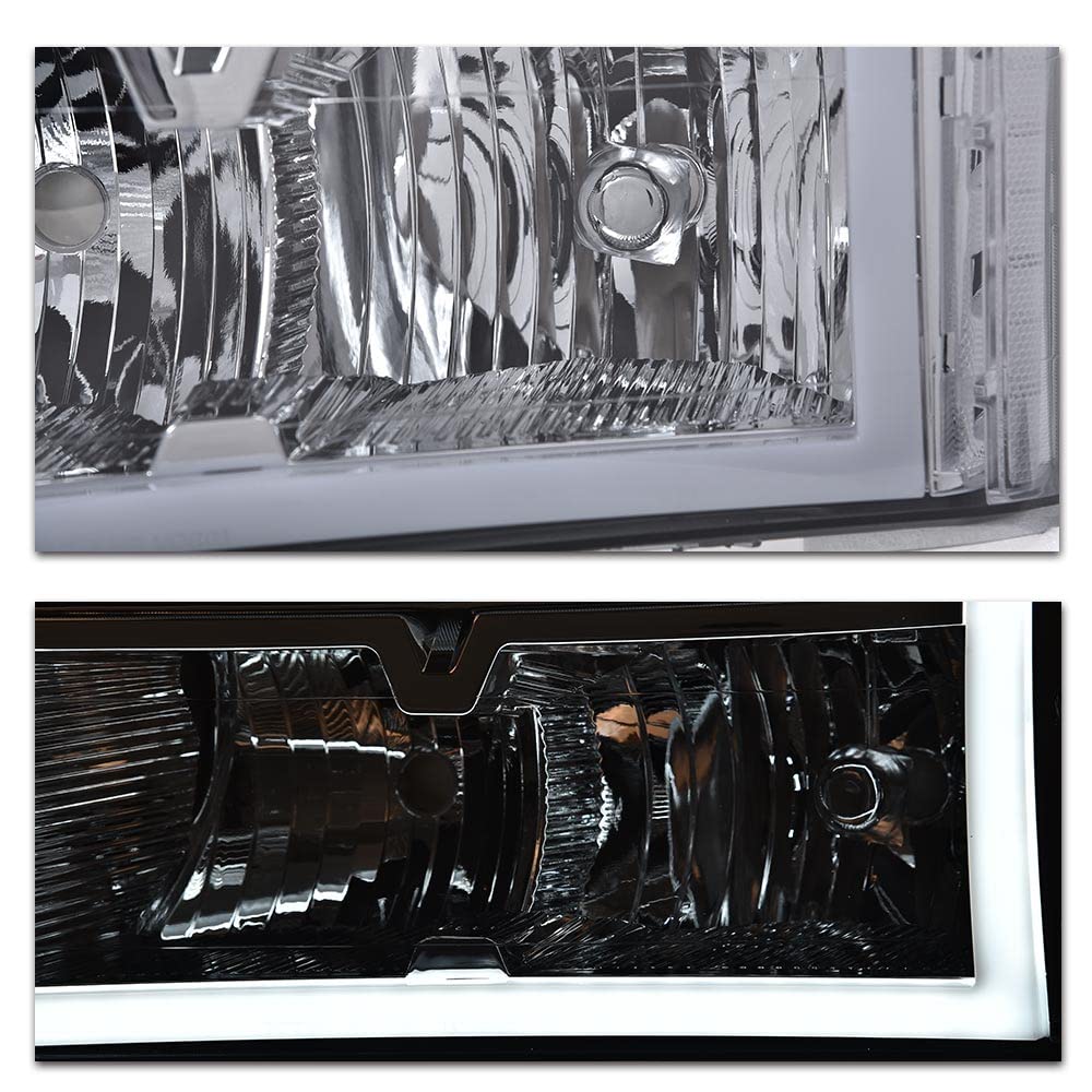 G-PLUS LED DRL Headlights, Fit Chevy Colorado/GMC Canyon 2004-2012,Fit Isuzu i-280 i-350 2006/i-290 i-370 2007-2008 Headlamps, Smoky Lens Chrome Housing Clear Reflector,faros delanteros Assembly