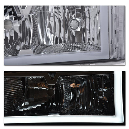 G-PLUS LED DRL Headlights, Fit Chevy Colorado/GMC Canyon 2004-2012,Fit Isuzu i-280 i-350 2006/i-290 i-370 2007-2008 Headlamps, Smoky Lens Chrome Housing Clear Reflector,faros delanteros Assembly