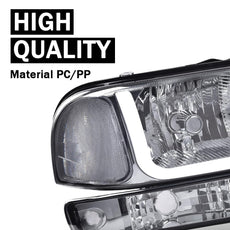 G-PLUS LED DRL Headlights for GMC Sierra 1500 1500HD 1999-2007 Smoke Chrome Clear Product Features