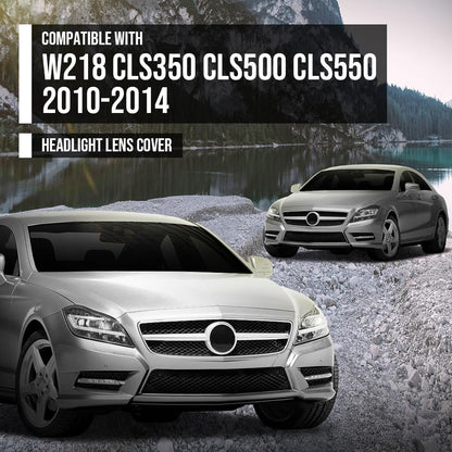 G-PLUS Headlight Lens Cover Compatible with Benz CLS W218 CLS350 CLS500 CLS550 2010 2011 2012 2013 2014 Left & Right Front Headlamp Lens Cover Clear