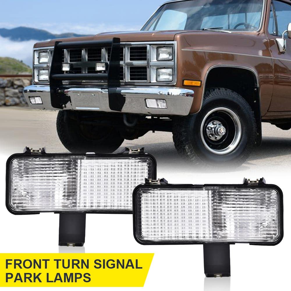 G-PLUS Front Turn Signal Light Assembly Compatible with Chevy Suburban 1981-1982 Fit Chevy Blazer PU Fit GMC Jimmy Suburban PU Driver Left Passenger Right Side Clear Lens