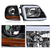 G-PLUS LED Headlights Fit Ford F150 1998-2003,Fit Ford Expedition 1997-2002 DRL Bumper Headlamps w/Corner Parking Lights Strip,Clear Lens Black Housing Amber Reflector Left & Right,faros delanteros
