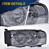G-PLUS Headlights Assembly, Compatible with 2002 2003 2004 2005 Dodge Ram 1500 2500 3500 bumper Headlamp, Smoky lens Chrome Housing Clear Reflector