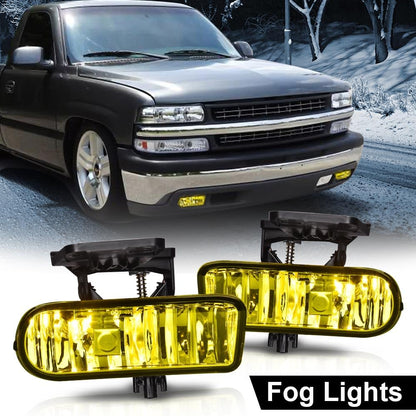 G-PLUS Front Bumper Fog Light Compatible With GMC Yukon/Yukon XL 2000 2001 2002 2003 2004 2005 2006,Driving Fog Lamps Replacement Driver & Passenger Side Pair Yellow Lens