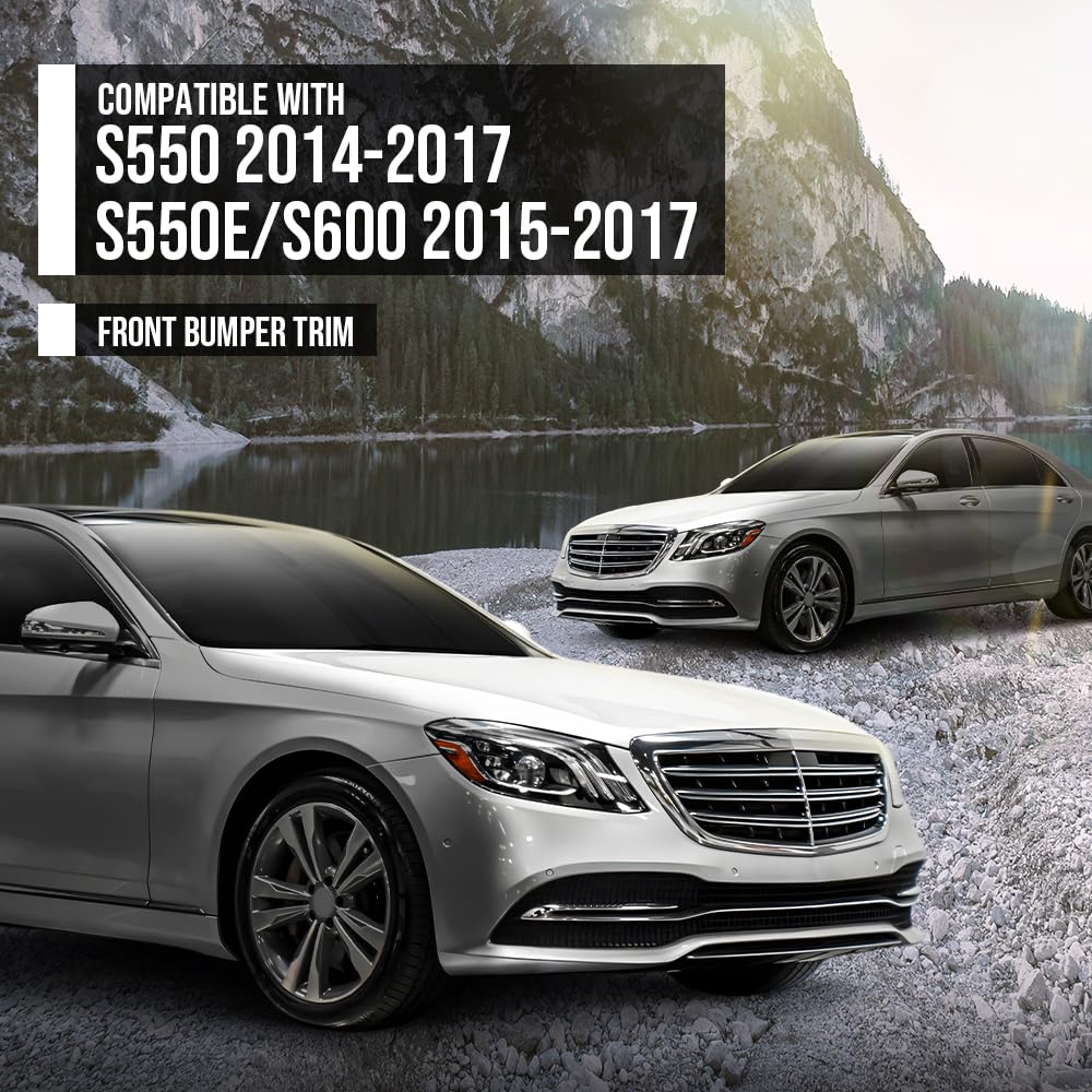 G-PLUS Front Center Bumper Trim Compatible with Benz S450 Base 3.0L 2018-2020 Fit Benz S550e Base 3.0L 2015-2017 2228852221, MB1037109 Silver