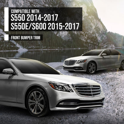 G-PLUS Front Center Bumper Trim Compatible with Benz S450 Base 3.0L 2018-2020 Fit Benz S550e Base 3.0L 2015-2017 2228852221, MB1037109 Silver