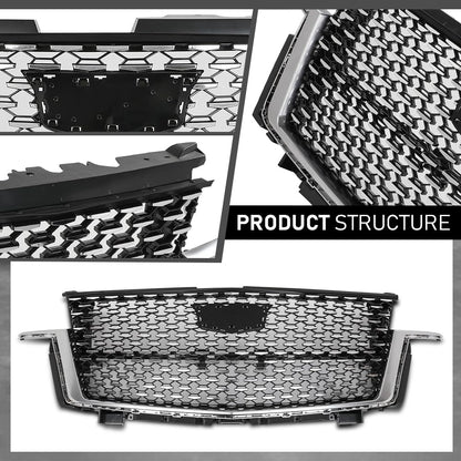 G-PLUS Bumper Grille Front Compatible with Cadillac Escalade 2021-2023 84699839 Chrome Black Plastic