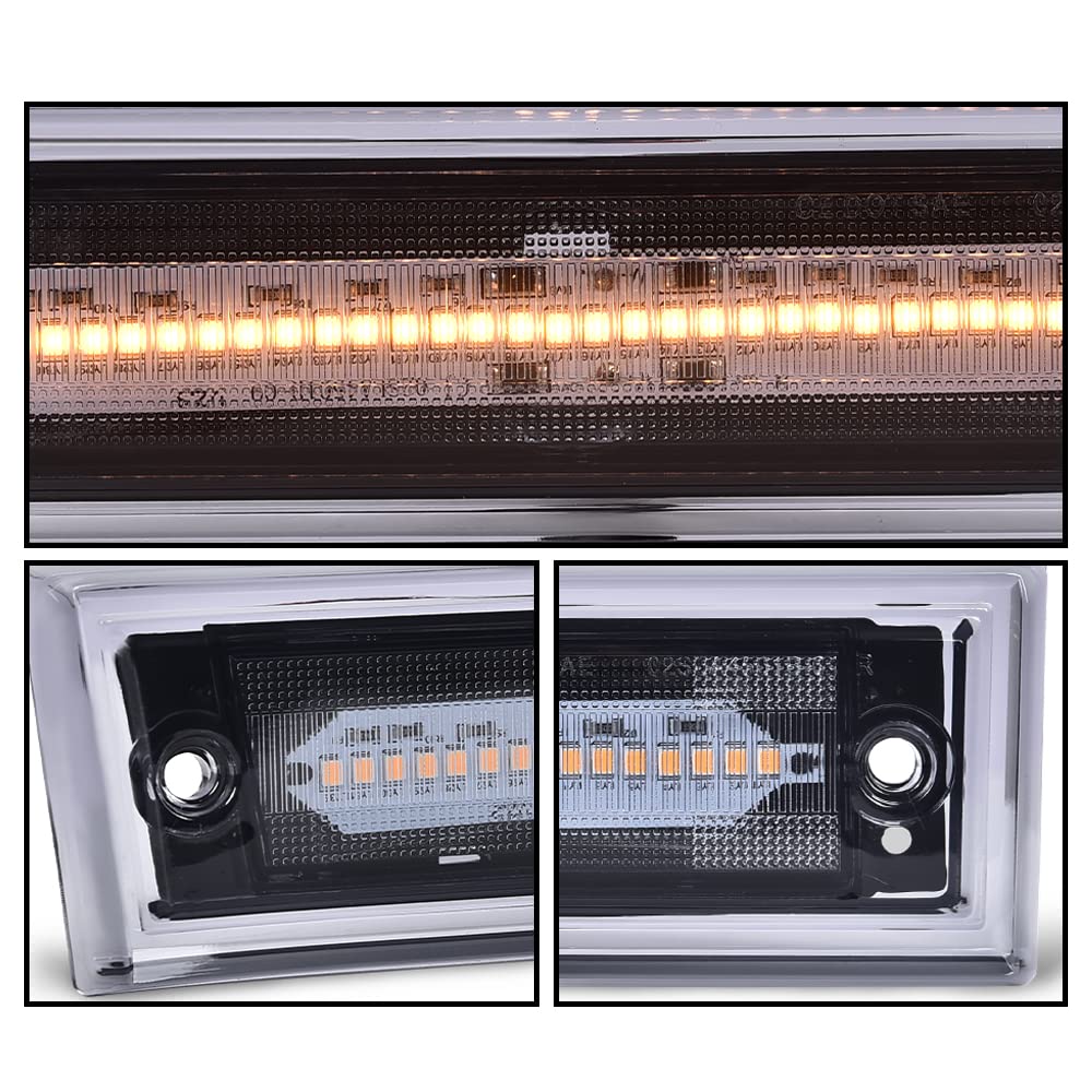 G-PLUS LED Smoke Lens Amber Front Side Marker Light Lamp Compatible with Chevy C10 C20 C30 GMC 1981-1991 GM2550115, GM2551107