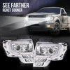 G-PLUS Headlights LED DRL Compatible with Ford F150 2009-2014 Headlamps Pair Left & Right Tube Dual Projector Clear Lens Chrome Housing Clear Reflector,faros delanteros