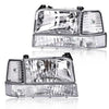 G-PLUS Headlights Fit 1992-1996 Bronco/1992-1996 Ford F150 F250 F350 Super Duty,97 9th Old Body Style Headlamps w/Corner Signal Clear Lens Chrome Housing Clear Reflector,faros delanteros