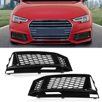 G-PLUS Front Bumper Fog Light Lamp Cover Grille Driver and Passenger Side Compatible with Audi A5 S-Line / S5 B8 RS5 2008-2012,NOT fit A5 Standard Bumper 8T0807682D 8T0807681B Honeycomb Style