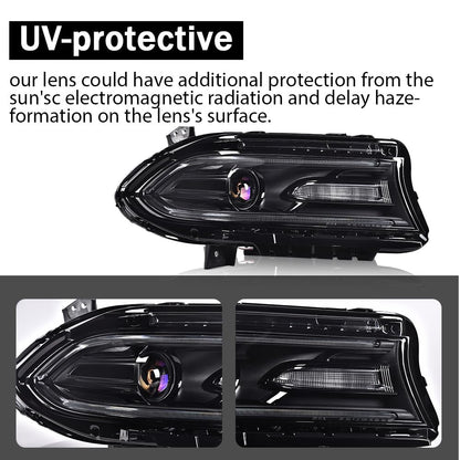 G-PLUS Headlight Fit for Dodge Charger 2015-2021, Right Passenger Bumper Headlamps,Clear Lens Black Housing Amber Reflector, CH2503270,faros delanteros