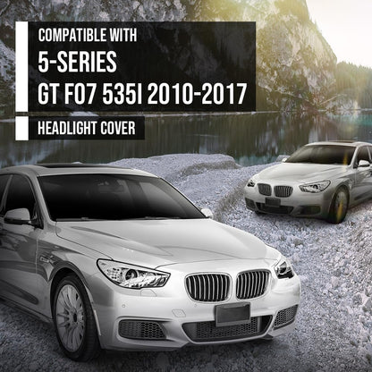 G-PLUS Headlight Lens Cover Compatible with BMW 5-Series GT F07 2010-2017 Left & Right Pair Front Headlamp Lens Cover Clear