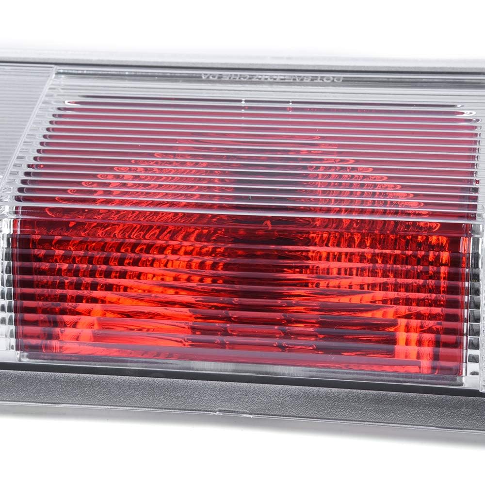 G-PLUS 3rd Brake Light, Compatible with 2004-2008 Ford F150 Truck Third Brake Lights Assembly High Mount Center Rear Roof Third Cargo Light Parking Light Halogen, Clear/Red Lens Black Housing