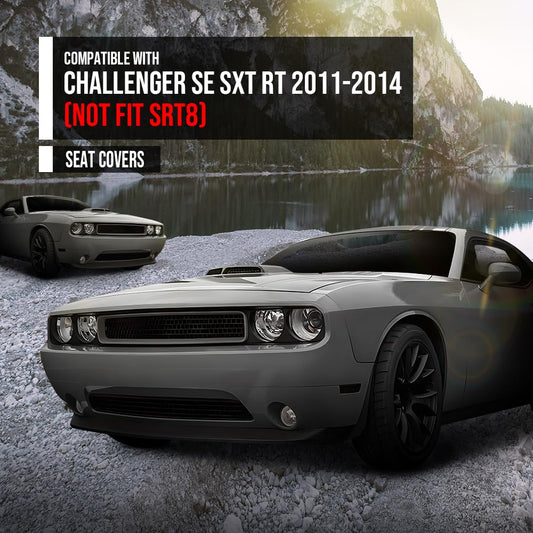 G-PLUS Front & Rear Seat Covers Full Set Compatible with Dodge Challenger SE SXT RT 2011-2014 (NOT Fit SRT8) Red