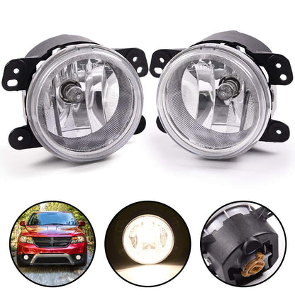 Compatible For Dodge Charger/Journey |Compatible for Jeep Grand Cherokee/Compatible for Cherokee Clear Lens Driving Fog Lamp Fog Light Assembly Driver Left/Passenger Right Side CH2594103 5182026AA