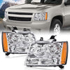 G-PLUS Headlights Assembly Compatible with Chevy Tahoe Subarban Avalanche 2007-2014 Set Pair Bumper Corner Headlamps Left & Right Clear Lens Chrome Housing Amber Reflector,faros delanteros