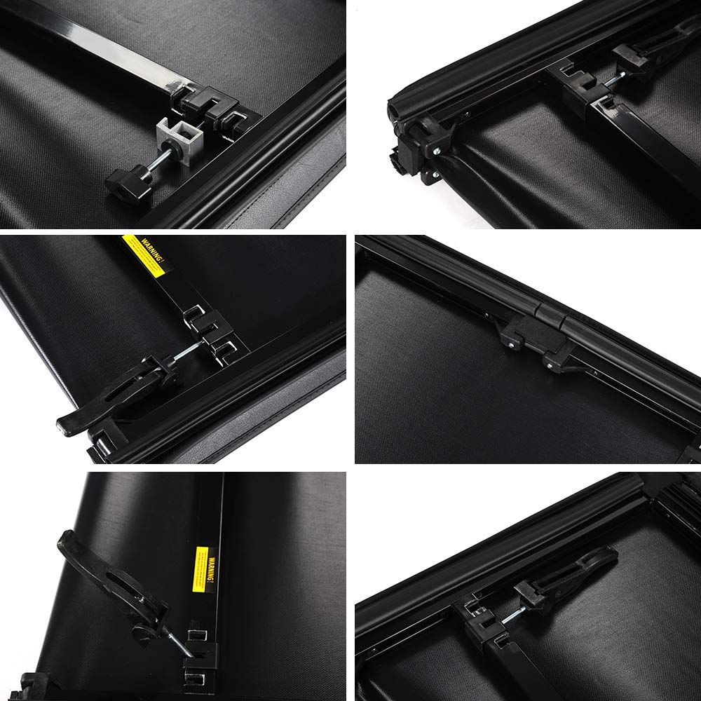 G-PLUS T3 Soft Lock Tri-Fold Tonneau Cover Assembly Replacement for 2004-2014 Chevy Colorado/GMC Canyon,Short Bed Black (Extra Short Bed 5')