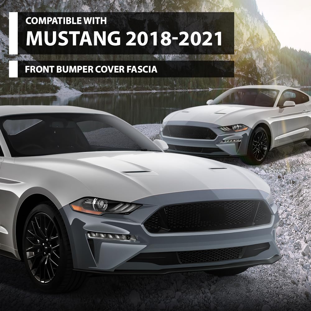 G-PLUS Front Bumper Cover Fascia Compatible with Ford Mustang 2018 2019, JR3Z17D957DAPTM, FO1000746, Primed Black