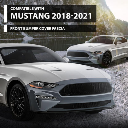 G-PLUS Front Bumper Cover Fascia Compatible with Ford Mustang 2018 2019, JR3Z17D957DAPTM, FO1000746, Primed Black