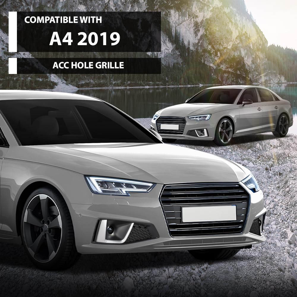 G-PLUS Pair Fog Light Cover, Compatible with Audi A4 S-Line / A4 Quattro / S4 2019, Bumper Grille Bezel, LH Driver & RH Passenger 2PCS, 8WD807681J, 8WD807682J