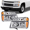 G-PLUS Headlights Assembly Front Headlamp Fit Chevy Colorado/GMC Canyon 2004-2012 19328954,19328955 Clear Lens Chrome Housing Amber Reflector,faros delanteros