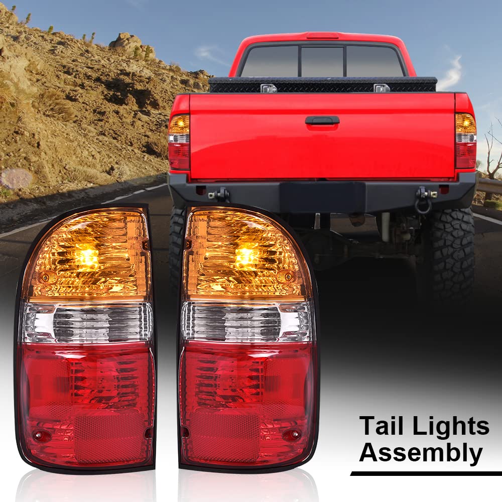 G-PLUS Rear Tail Lights Assembly Compatible with Toyota Tacoma 2001 2002 2003 2004 Left&Right Tail Lamps Red Orange Rear Lights Brake Lamps Assembly Luces Traseras