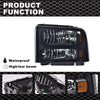G-PLUS Headlights Assembly, Compatible with 99-04 Ford F250 F350 F450 F550 Super Duty/00-04 Ford Excursion Bumper Headlamps, Smoky Lens Black Housing Amber Reflector,faros delanteros