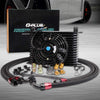 Universal 15 ROW AN10 Thermostat Adaptor Engine Transmission Oil Cooler Kit + 7" Engine Cooling Fan